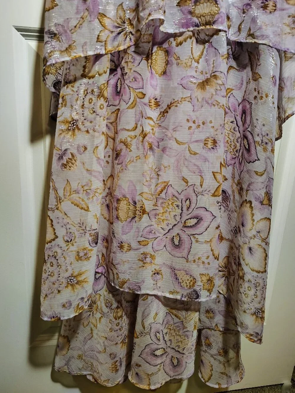 Victoria Secret Vintage Blossom Chiffon Ruffled Maxi Dress Violet Floral Fairy - Picture 7 of 10